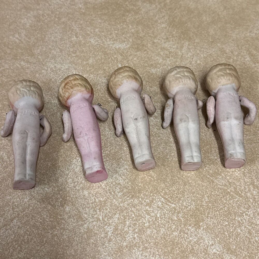 Vintage Occupied Japan Bisque Porcelain Doll Dolls Mini Figurines Jointed Lot 5 - Picture 6 of 14